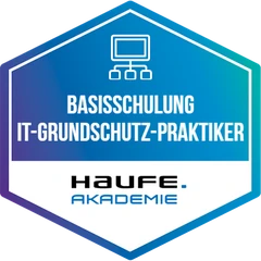 Abzeichen „Basisschulung IT-Grundschutz-Praktiker“ der Haufe Akademie